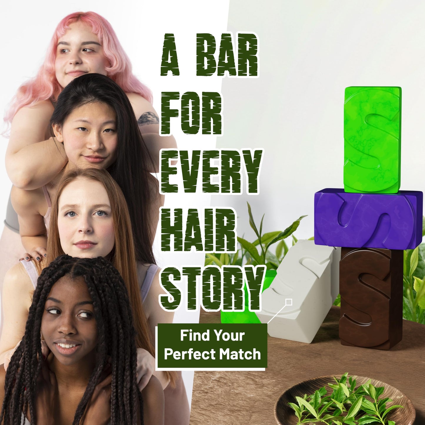 Herbishh Tea Tree & Mint Shampoo Bar – Tea Tree Oil Soap Bar for Oily Hair & Scalp Cleanse – Solid Travel Size Shampoo for Men & Women – Minty Deep Cleansing, 3.53 oz