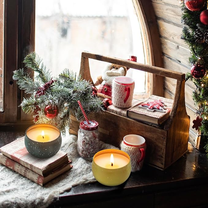 Hausware 3 Pack Scented Candles, 2.5 oz Aromatherapy Candles,Soy Candles Set with 72H Burning Time,Christmas Candles,Christmas Gift for Women (Apple Cinnamon+Cedar+Vanilla Cake)