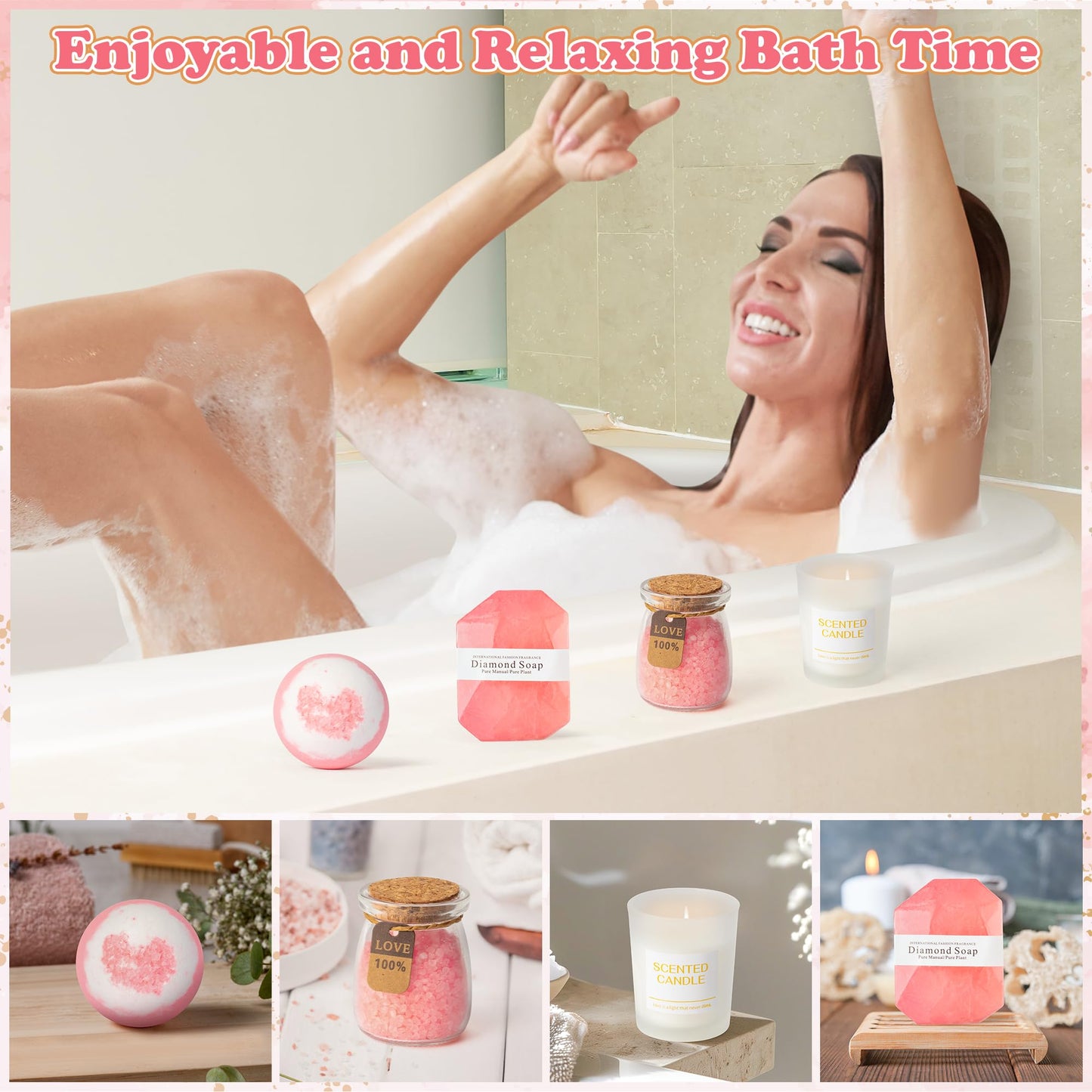 GQIRIL Gifts Basket for Women - 12PCS Unique Birthday Mothers Day Gift Set, Bath Relaxing Spa Present Basket Set, Self Care Package for Her Mom Sister Female Friends Wife Girlfriend Grandma Daughter