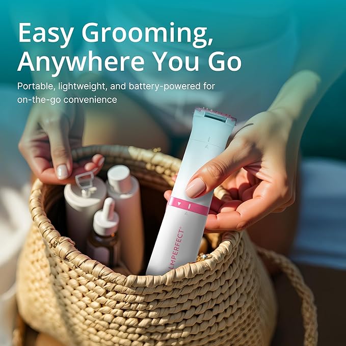 Clio PALMPERFECT Electric Bikini Trimmer - Travel-Friendly Hair Shaver for Smooth, Dual Blade for Close Shave, Use Wet or Dry - Battery-Powered + Trimming Guide Included