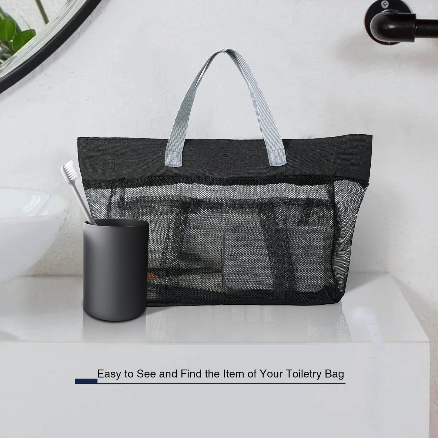 Packing Cubes for Travel, DIMJ Large Capacity Compression Packing Cubes Sturdy Compression Packing Cubes Travel, Packing Cubes for Suitcases with Mesh Toiletry Bag, 8 Pack, White and Black, YSYLZ001