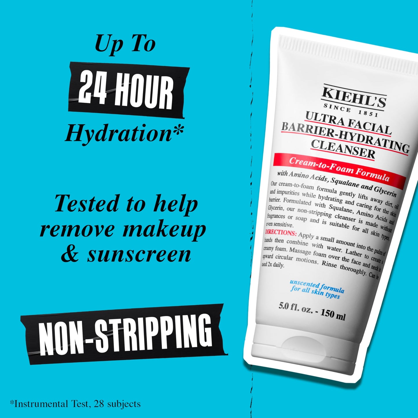 Kiehl's Ultra Facial Barrier-Hydrating Cleanser, Cream-To-Foam Non-Stripping Daily Face Wash For All Skin Types, Including Sensitive - 2.5 Fl Oz