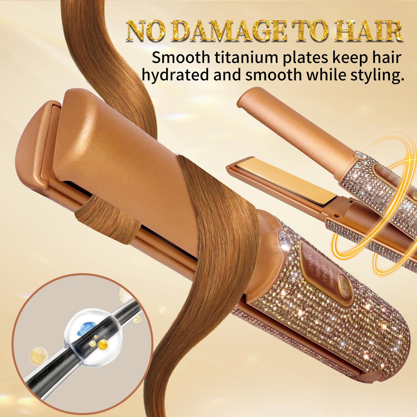 Cordless Hair Straightener, Portable Straightener 2 in 1 for Hair Straightening and Curling, Fast Heating Cordless Flat Iron, 5000mAh Hair Straightener Travel,210°C/410°F Within Seconds(Libre)