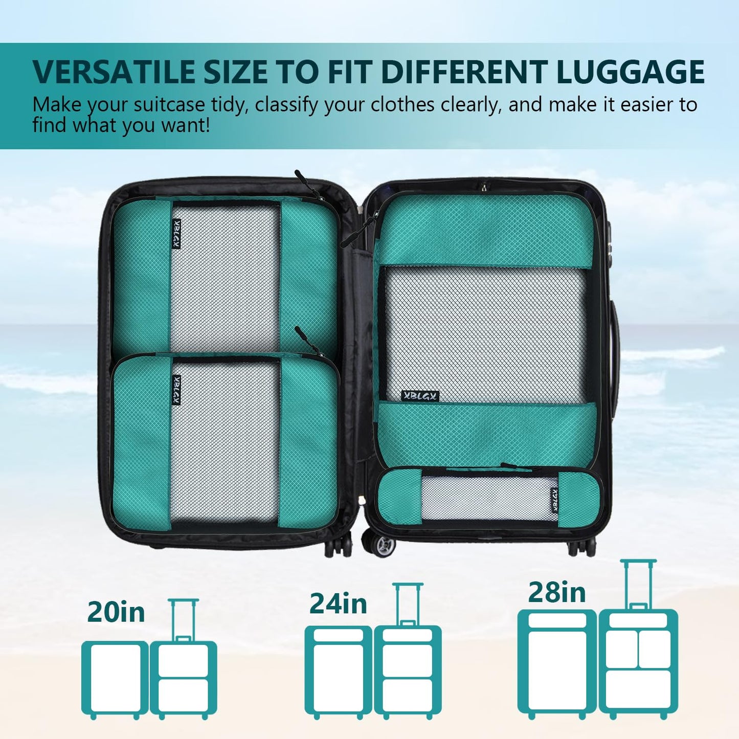 Compression Packing Cubes for Suitcases,5 Set Travel Essentials, Lightweight Luggage Organizer Bags, Travel Cubes for Carry on(Green)