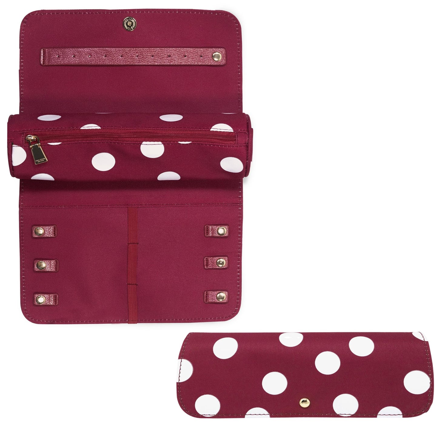 kate spade new york Travel Jewelry Case Organizer, Fabric Jewelry Box for Women, Cute Jewelry Organizer Holds Necklaces, Rings, Bracelets, Small Jewelry Roll (Julie Dot)