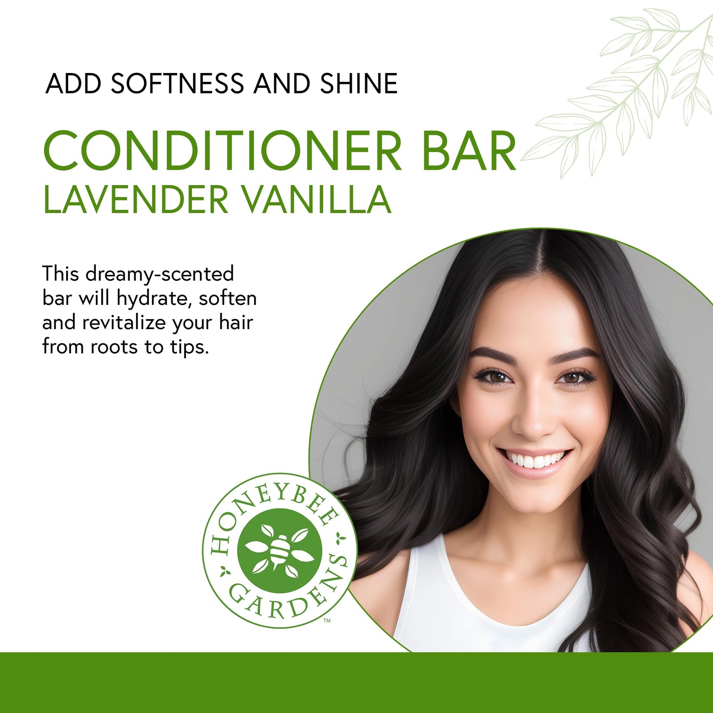 Honeybee Gardens Conditioner Bar, Lavender Vanilla, Eco-Friendly, Nourishing, For All Hair Types, 2.3 oz