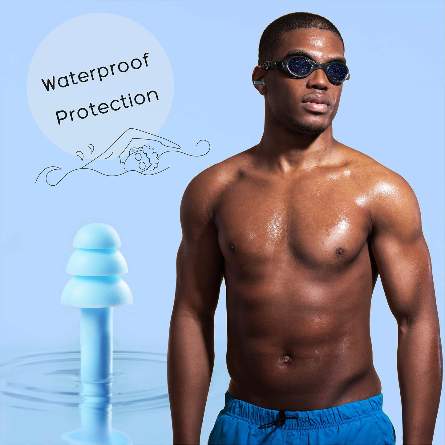 Anbow Soft Ear Plugs for Sleeping Noise Reduction, Made of Silicone, Suitable for Sleeping & Swimming, Soft Reusable Earplugs for Noise Reduction, Adjustable Size for Concerts & Snoring (3 Pairs)