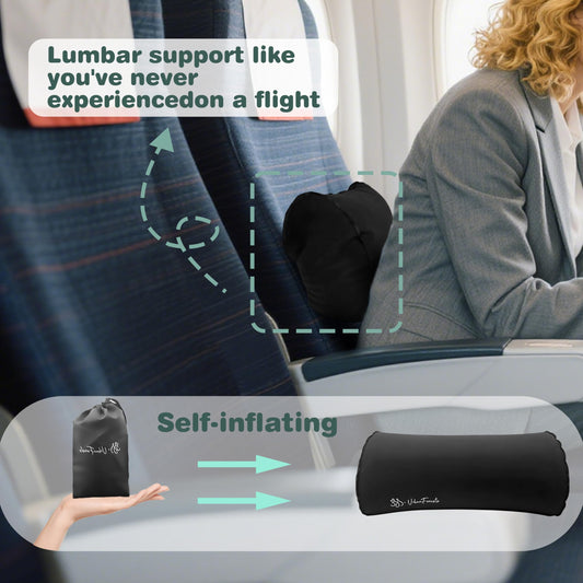 SSS·UrbanForests Inflatable Neck and Lumbar Support Pillow with Adjustable Straps for Travel and Office Use