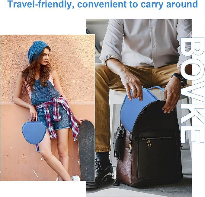 BOVKE Hard Carrying Case with Sleep Mode for Apple AirPods Max Wireless Over-Ear Headphones, AirPods Max Protective Portable Storage Bag with Mesh Pocket for Headphone Accessories, Blue