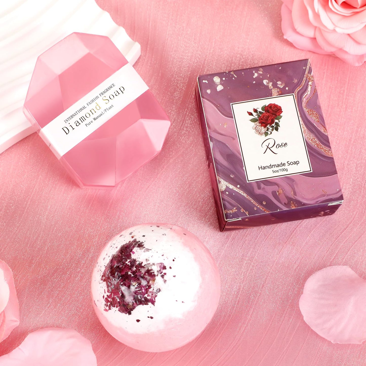 Birthday Gifts for Women, 12 PCS Unique Relaxing Spa Self Care Box Get Well Soon Gifts Baskets, Mothers Day Gifts for Mom, Wife, Girlfriend, Friends, Her Fantasy Box (Pink)