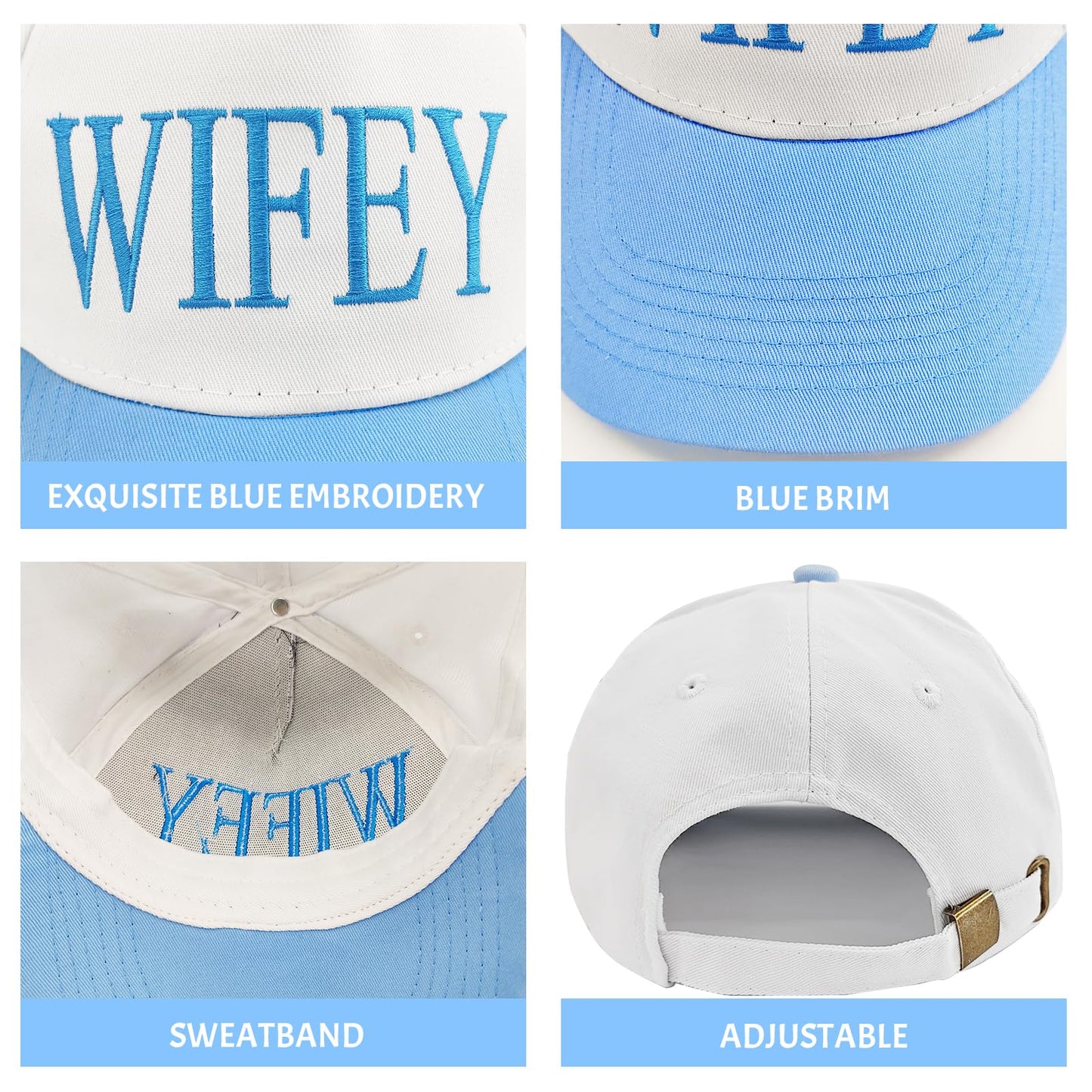 Hubby and Wifey Hat for Wedding Gifts for Couples, Adjustable Husband and Wife Hat for Wedding Engagement Bridal Shower Honeymoon Anniversary for Newlyweds Couple