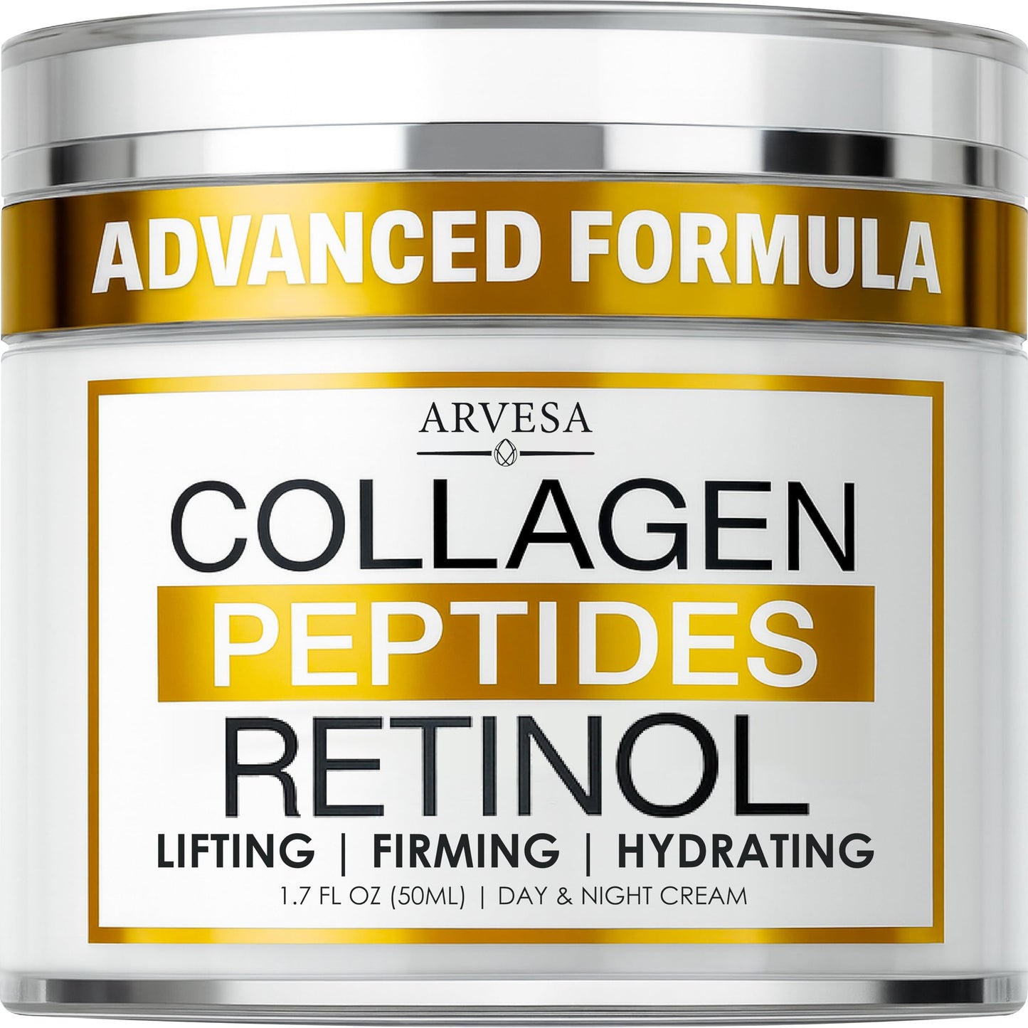 Retinol Cream for Face with Collagen, Peptides - Anti Aging Wrinkle Cream for Women and Men - Day-Night Facial Moisturizer with Hyaluronic Acid - Tightening and Skin Firming - Neck & Décolleté