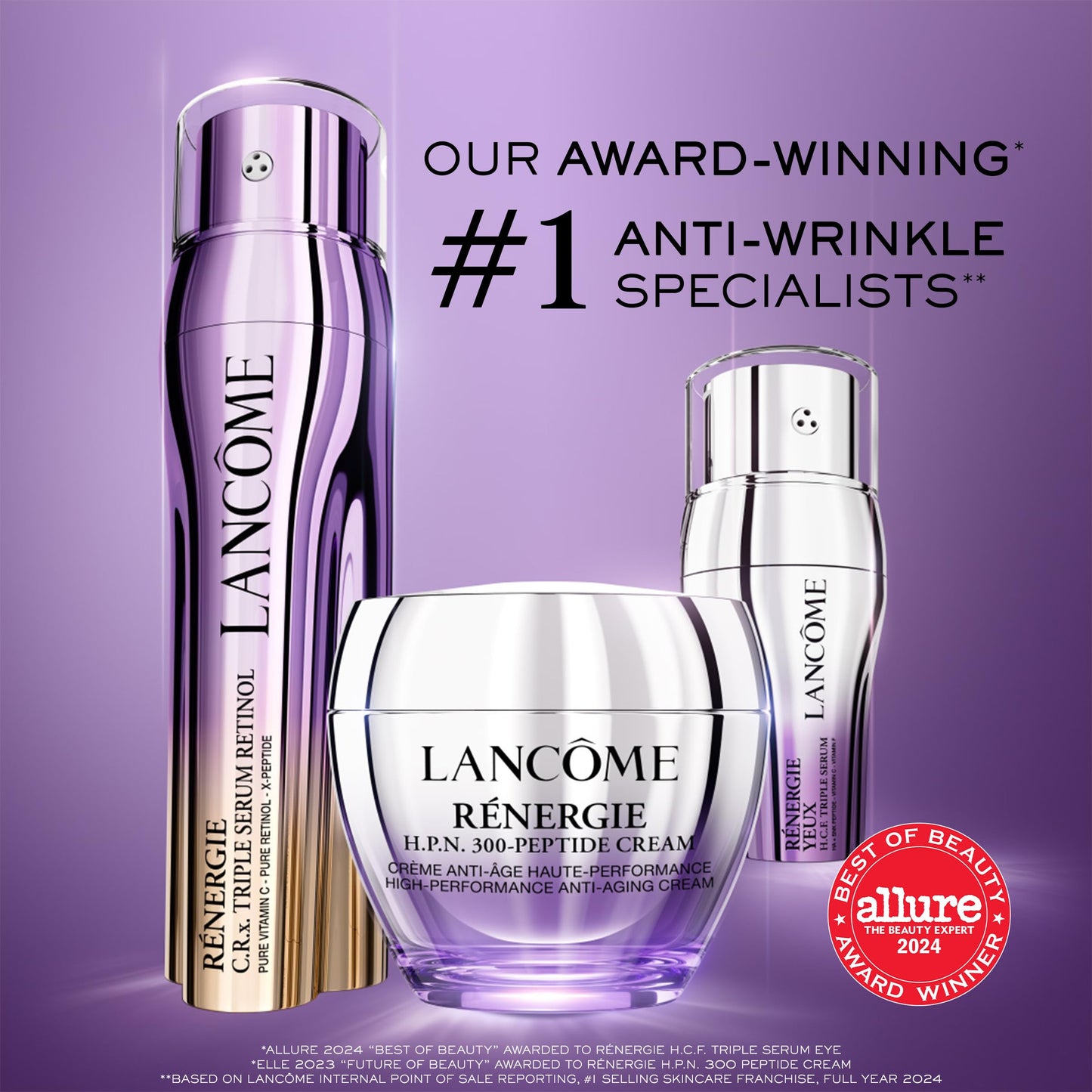 Lancôme Rénergie C.R.x. Triple Serum Retinol - Anti-Aging Serum With Pure Retinol, Pure Vitamin C, X-Peptide - Target Wrinkles and Pores - All Skin Types, including Sensitive 0.67 Fl. Oz.