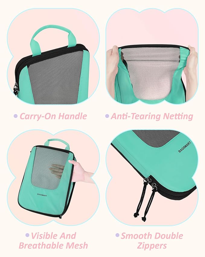 BAGSMART Compression Packing Cubes for Travel, 6 Set/5 Set/4 Set, Compression Suitcase Organizer Bags Set for Suitcases Travel Essentials, Lightweight Packing Organizers