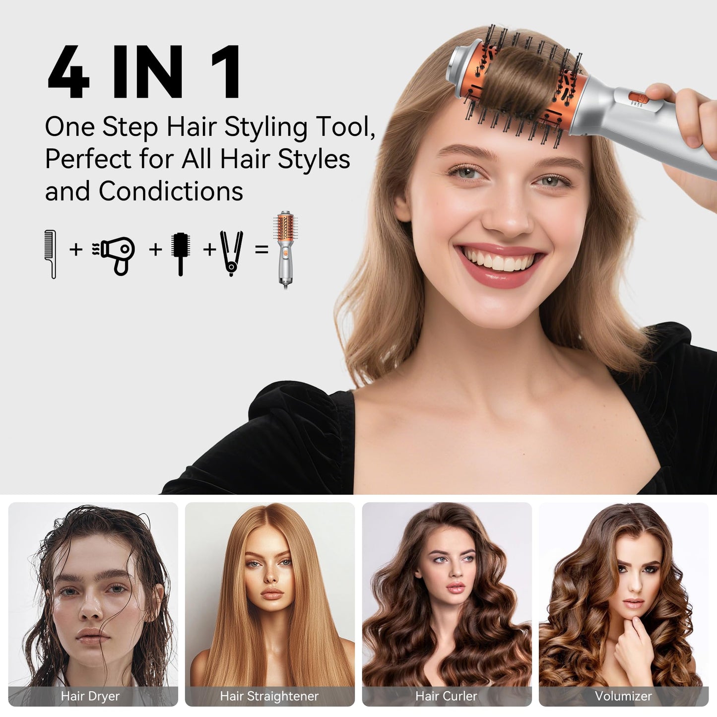 Double Voltage Mini Hair Dryer Brush,Traval Hair Brush 100-240V,3 Heat & 2 Speed Settings Oval Barrel Thermal Brush,Blow Dryer Brush for Dry,Straightening,Voluming