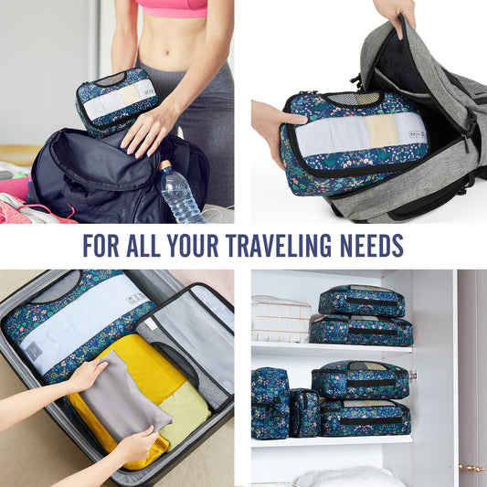 Veken 8 Set Packing Cubes for Travel Essentials, Suitcase Organizer Bags in 4 Sizes, Carry-On Luggage Accessories with Large Laundry & Hanging Toiletry Bag, Must-Have for Airplane, Road Trip & Camping