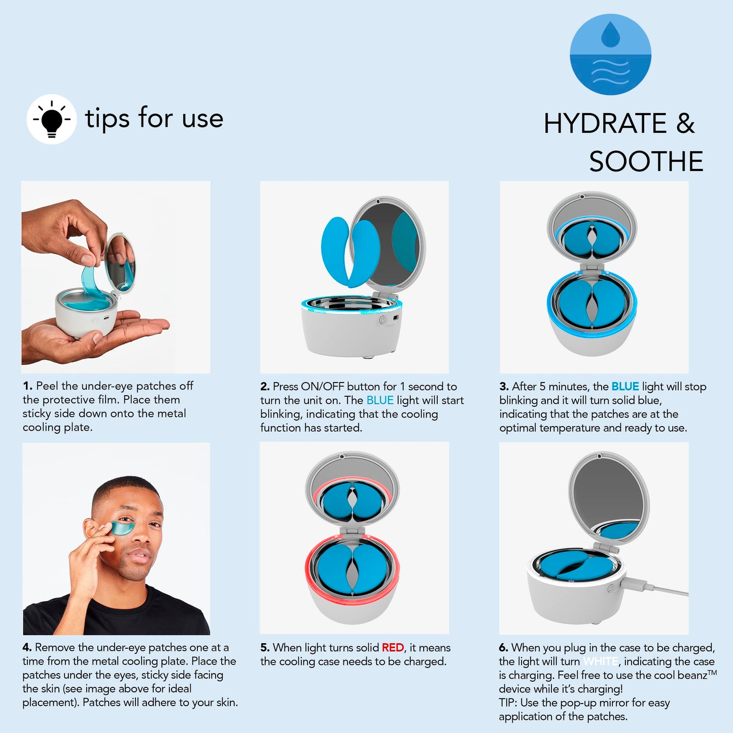 skn by conair Cool Beanz Reusable Under Eye Patches, Rechargeable Cooling Eye Mask to Reduce Dark Circles and Puffiness, and Refresh Tired Eyes