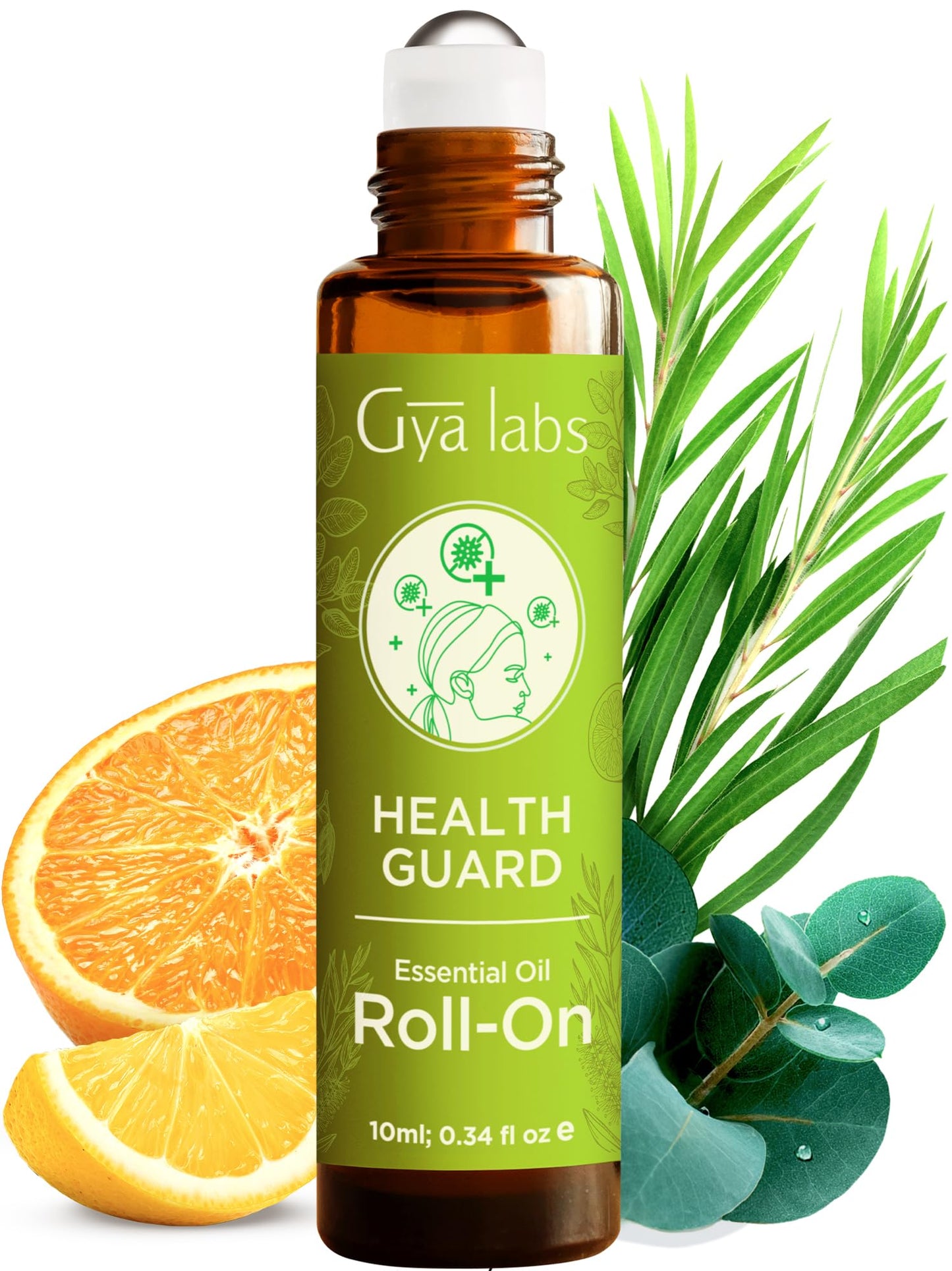 Gya Labs Health Guard Essential Oil Roll on - Protective On Guard Essential Oil Roller - 100% Pure Natural, Aromatherapy Blend with Tea Tree & Eucalyptus, Travel Size (0.34 Fl Oz)