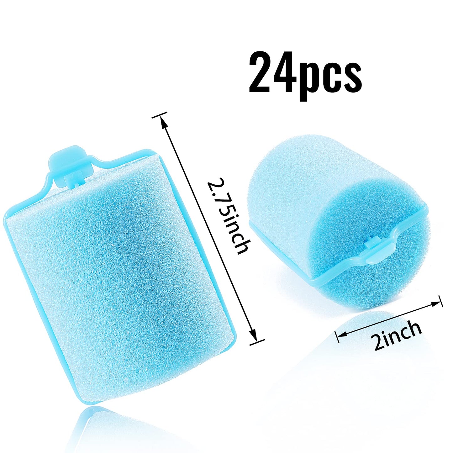 Jumbo Foam Sponge Hair Roller Soft Sleeping rollers Curvy Wavy Hairstyle Curling Hair Styling Tools 24 Pieces Use For Long Hair Short Hair Ladies And Children 2"X2.75"(blue)