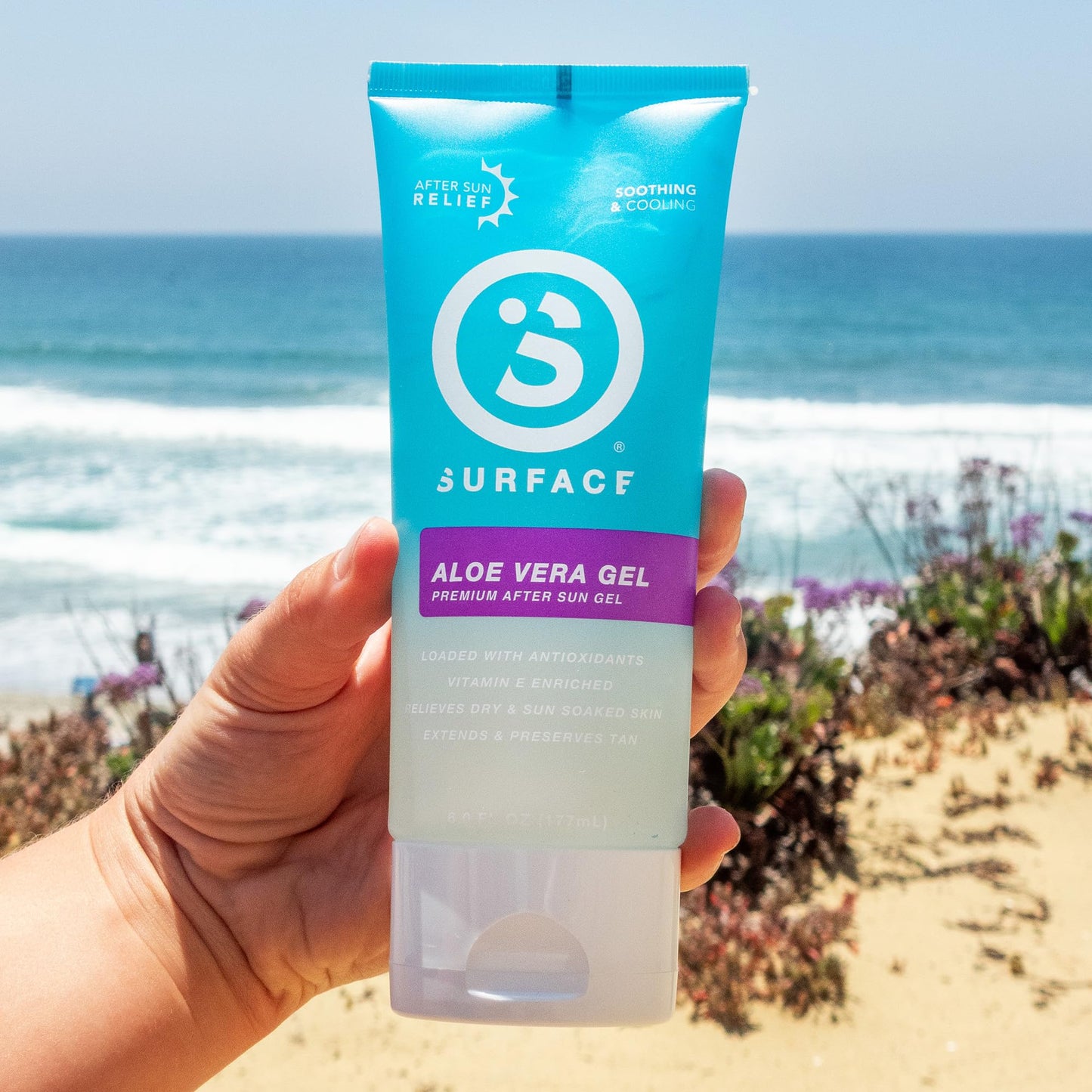 Surface Aloe Vera Gel, Sunburn Relief and After Sun Care, Cooling Hydrating Gel for Face and Body, Non-Greasy Fast-Absorbing Moisturizer for Post Sun Exposure, After Run or Outdoor Recovery