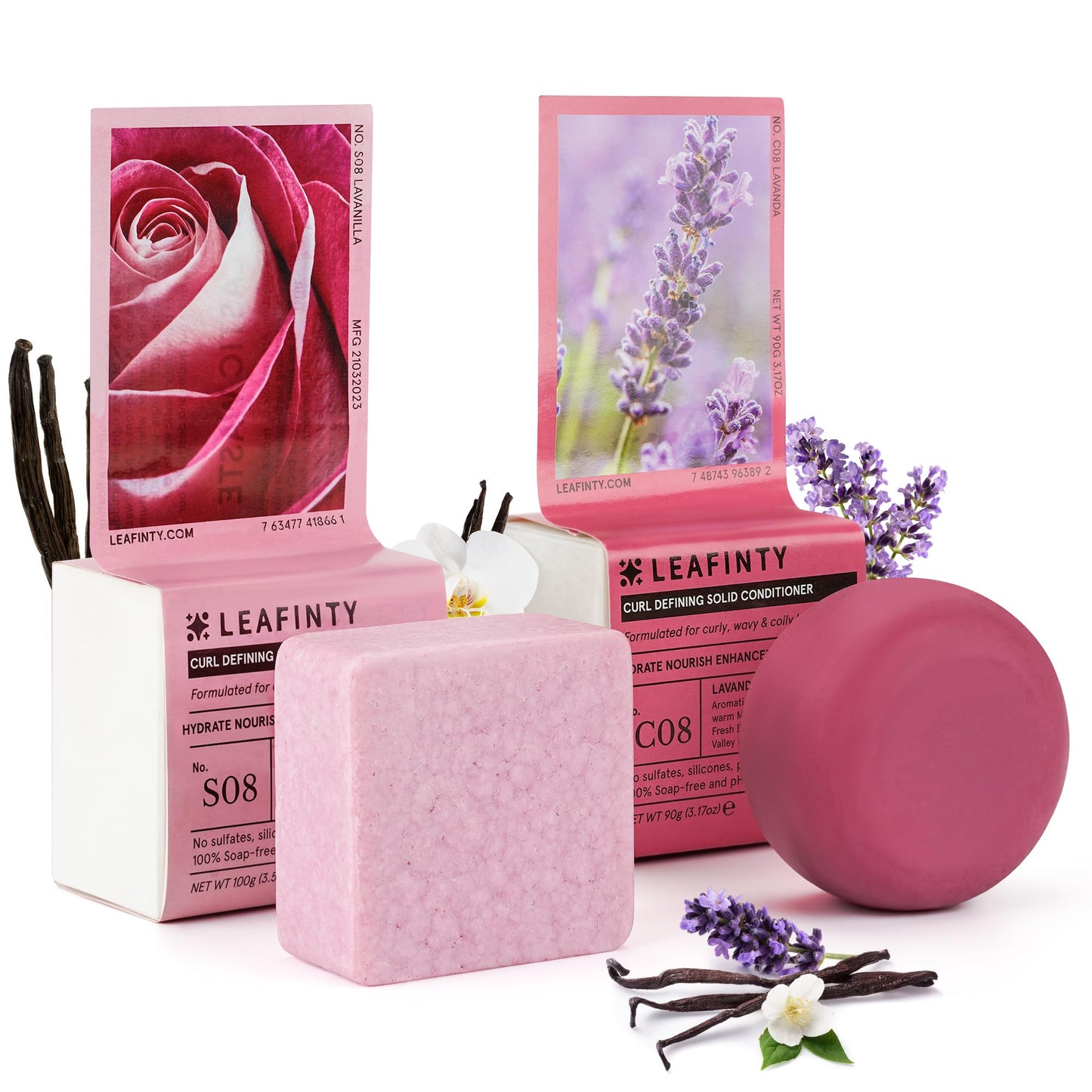 Leafinty Shampoo and Conditioner Set| Shampoo Bar | Bar Shampoo and Conditioner for Curly, Wavy & Kinky Hair | Vegan & Zero Waste| Eco-Friendly 6.68oz (Lavanilla Scent)