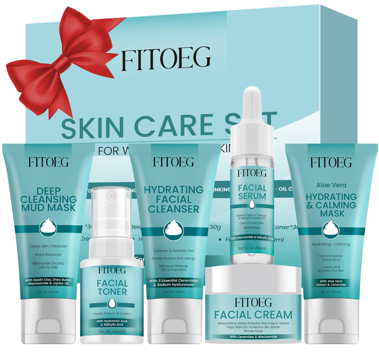 Teen Women Gifts,Skin Care,Skincare,Hydrate,Oil Control,Pore Shrinking,Anti-Allergy Facial Skin Care Routine Kit Travel Size Gift Set Stocking Stuffers for Teen Girls 10-12 16-18 & Women for All Skin