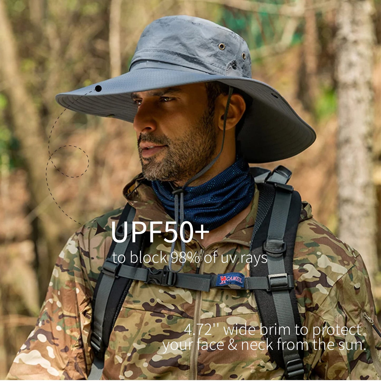 HLLMAN Super Wide Brim Sun Hat UPF 50+ Protection Hats for Mens/Womens Large Bucket hat for Fishing, Hiking, Gardening