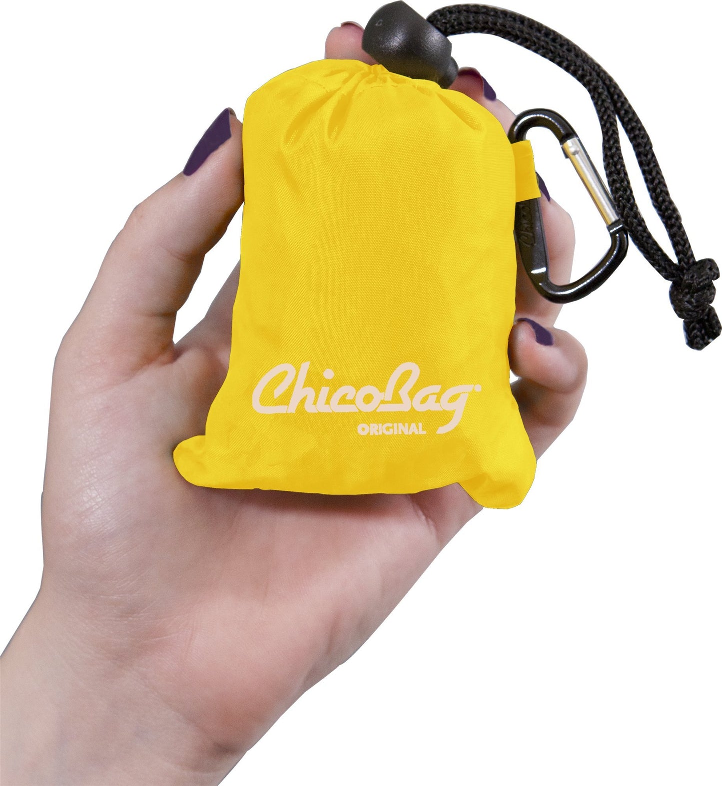 ChicoBag Original Compact Reusable Grocery Bag w/Attached Pouch and Carabiner Clip | Perfect for Shopping, Travel, Organization | Eco-Conscious Packable Tote | Buttercup (Pack of 1)