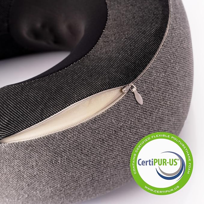 GhostBed Massaging Neck Pillow, Shiatsu-Style Kneading Massager, Comfortable Heated Neck Massager with Cover, Wireless Portable Massage Pillow, Standard Size