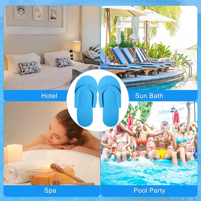 JenPen 60 Pairs Disposable Pedicure Slippers Foam Flip Flops Disposable Flip Flops Multi Color Foldable Pedicure Slippers for Guests Salon Spa Hotel Women