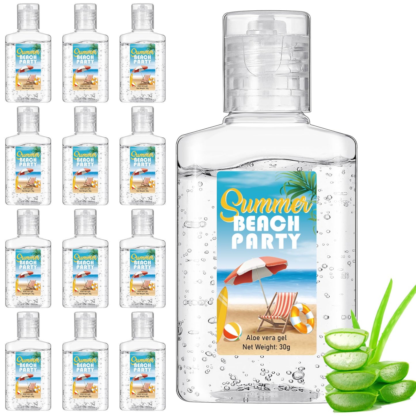 Dansib 12 Pcs Mini Aloe Vera Gel Bulk for Christmas Wedding Party 1oz Soothing Moisture Aloe Gel Bulk Travel Size for Thank You Gifts Christmas Favors Wedding Party (Beach)