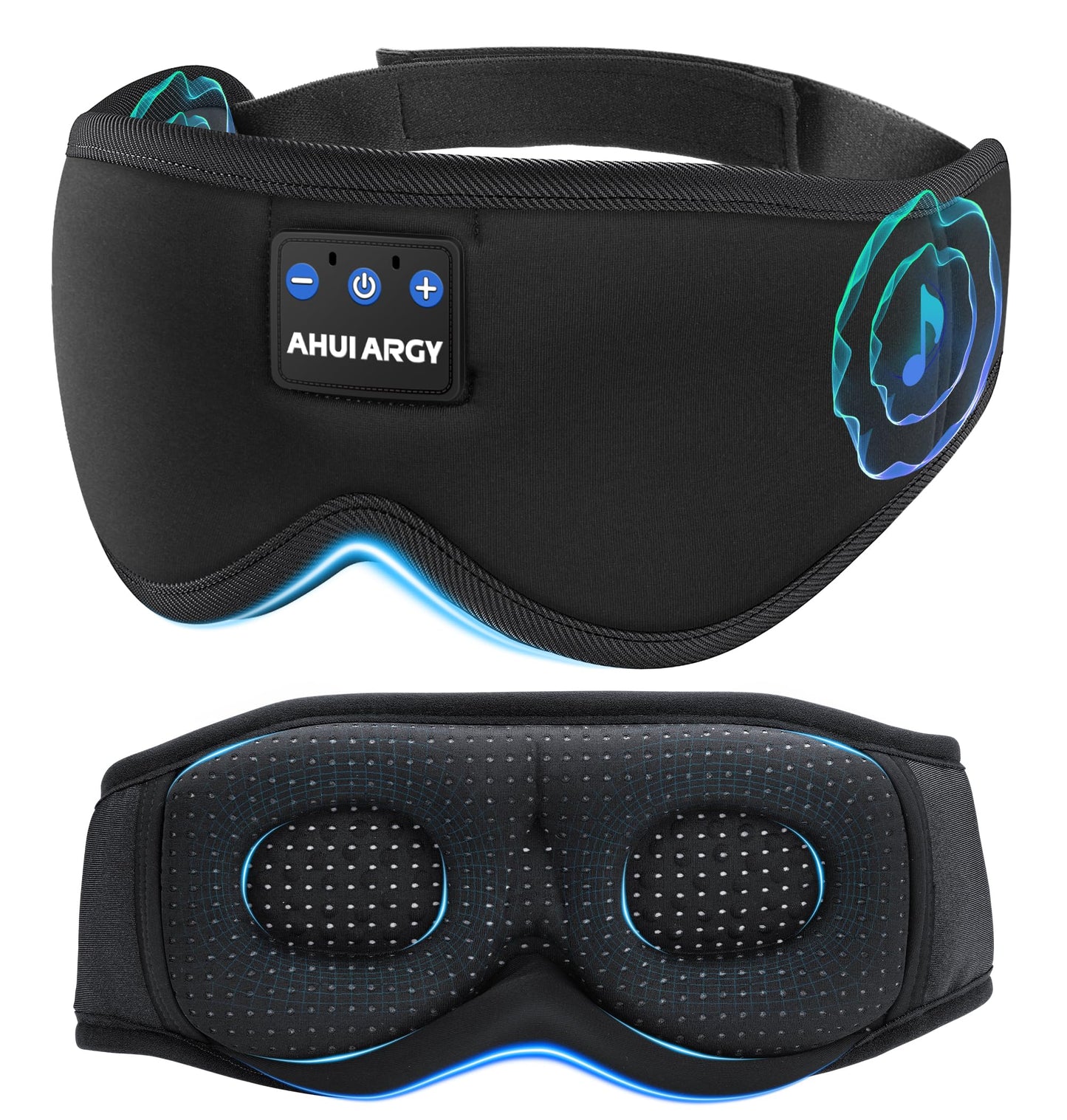 AHUIARGY Ice Silk Sleep Mask with Headphones, Sleep Headphones for Side Sleeper with 3D Cups, Bluetooth 5.4 Sleeping Eye Mask, Total Blackout Sleeping Headphones for Women Men(Black)