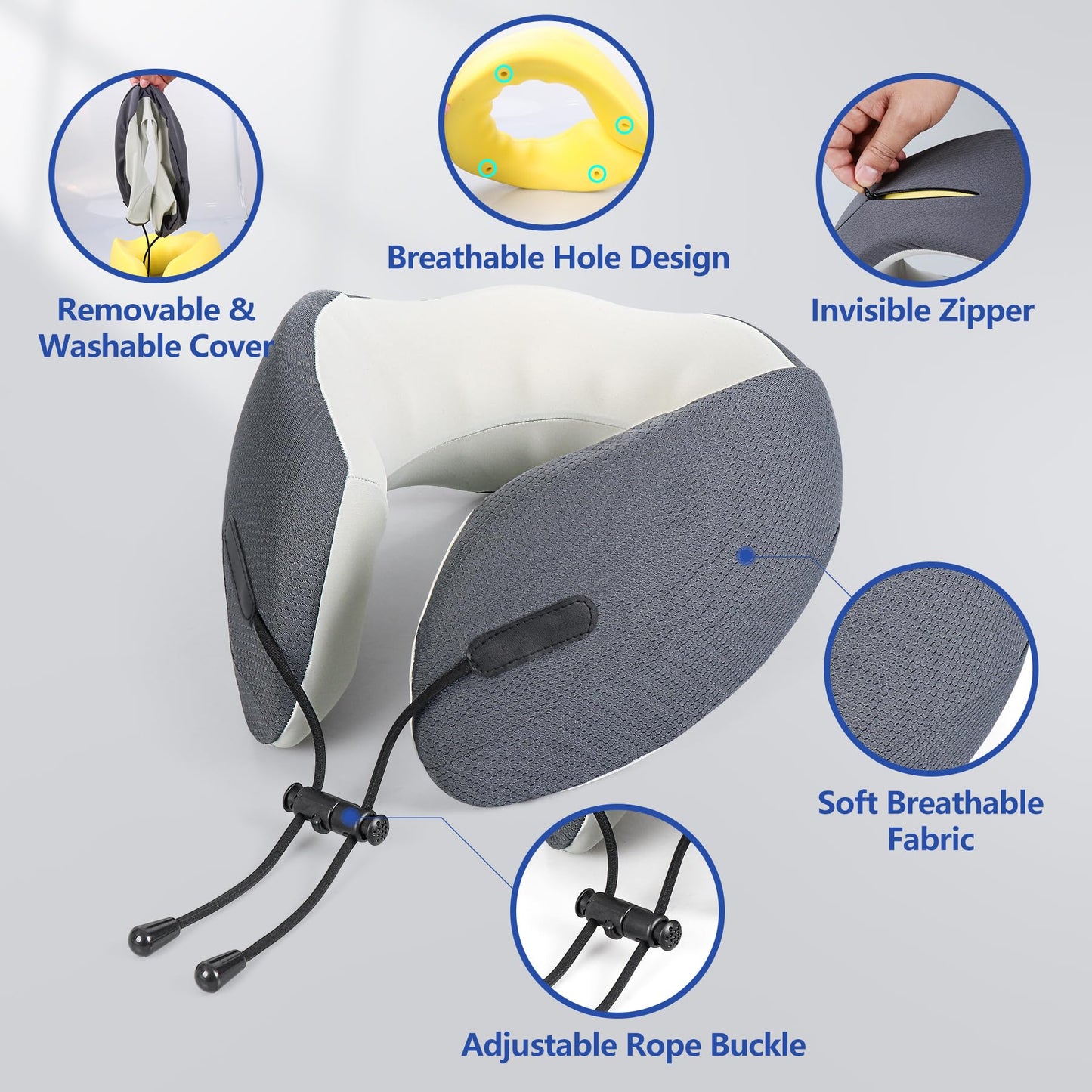 Cozyhealth Travel Neck Pillow for While Sleeping on Airplane, Memory Foam Comfort Travel Pillow, Gently Neck Head Support Sleeping Rest, Airplane Car and Home Use (Large)