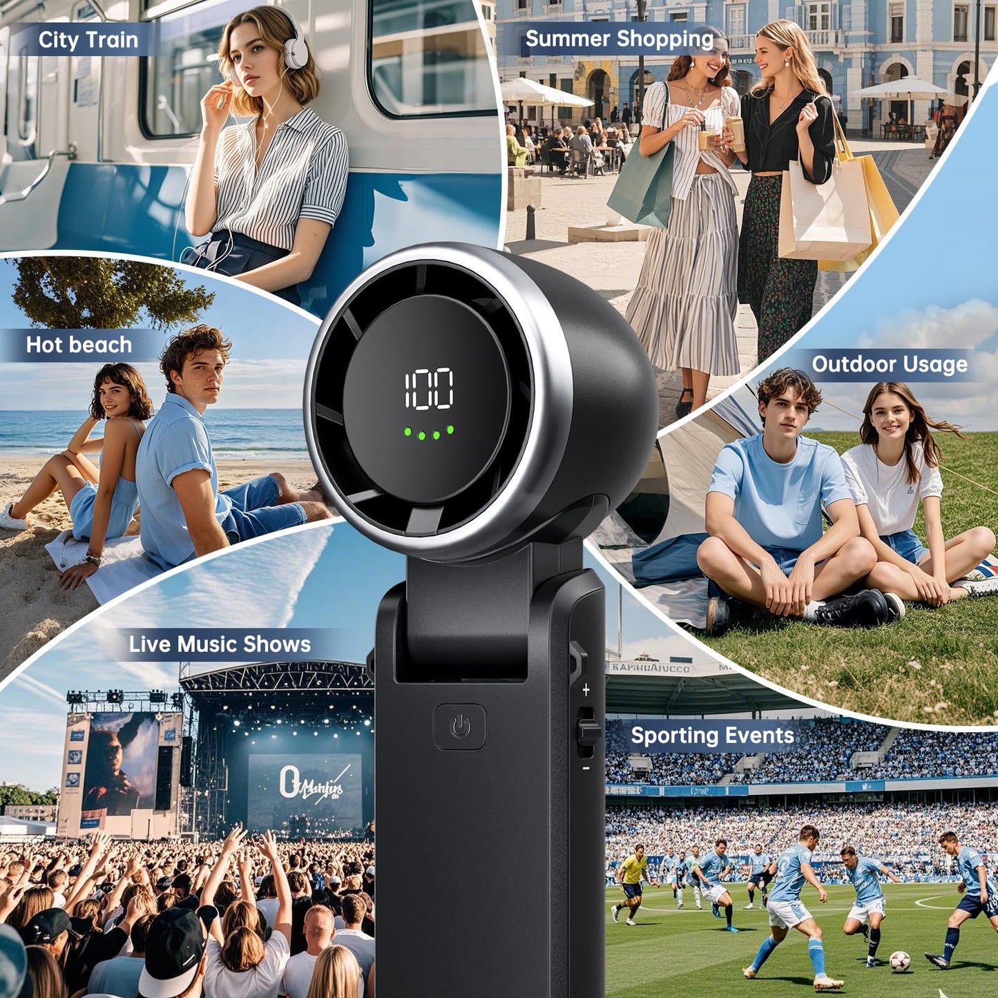 Portable Handheld Turbo Fan,5 Wind Speeds and Stepless Adjustable 100 Gear,Rechargeable Personal Hand Fan, 5000mAh High Speed Fann with Air Turbo Tech,Pocket Travel Fans for Outdoor/Indoor (black)