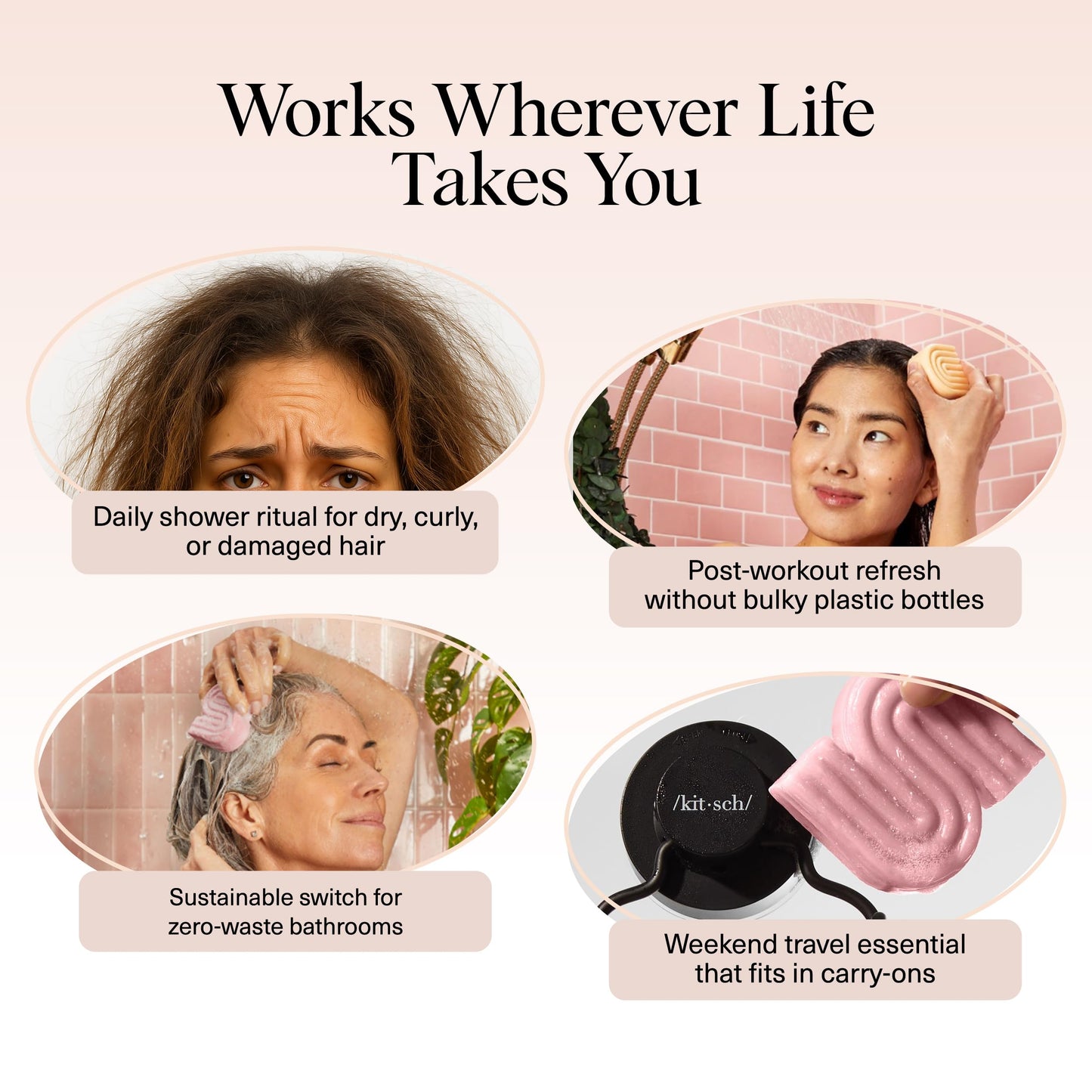 Kitsch Castor Oil Shampoo Bar & Coconut Oil Conditioner Bar – Nourishing Shampoo and Conditioner Set for Dry, Damaged Hair – Strengthening Hair Care, Hydrating & Deep-Moisturizing - 2pc set