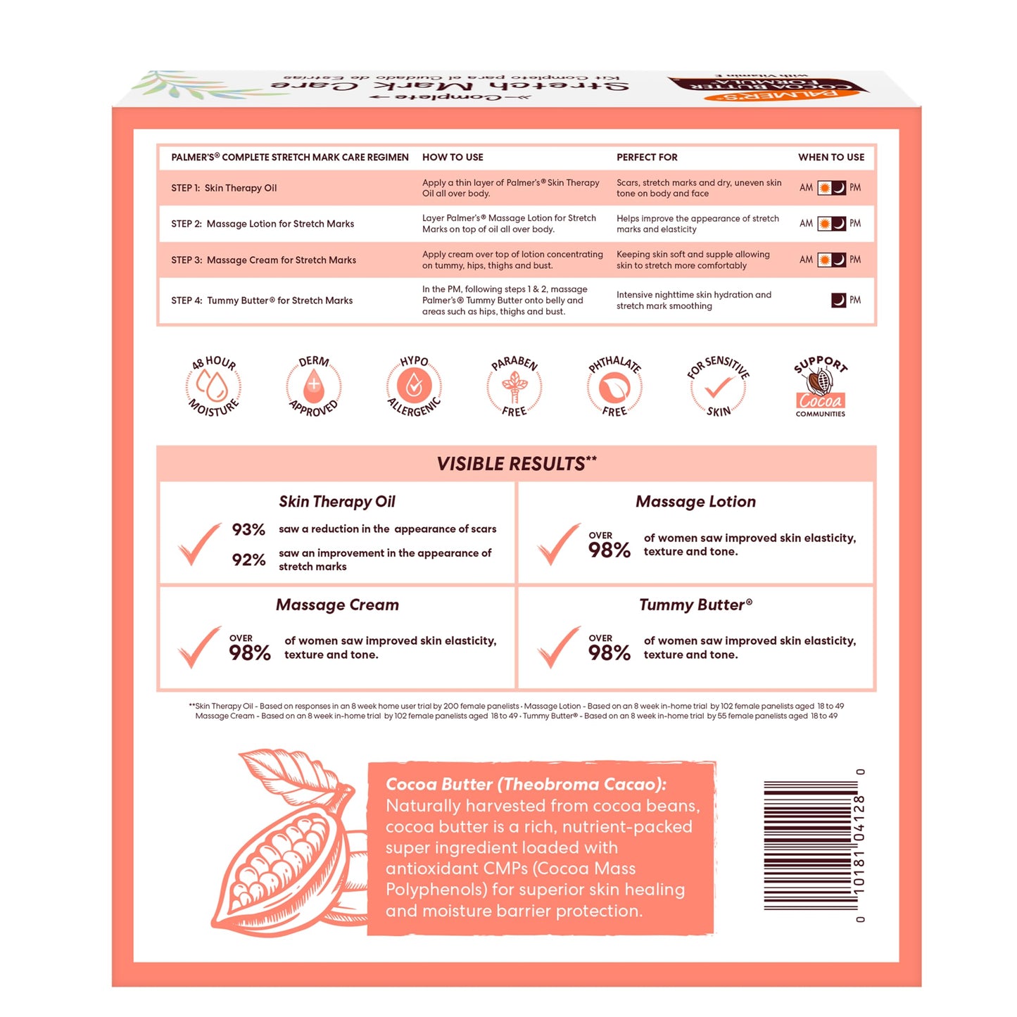 Palmer's Cocoa Butter Formula Pregnancy Skin Care Kit for Stretch Marks and Scars, Dermatologist Approved, Gift for Mom to Be, 4 Piece Full Size Set