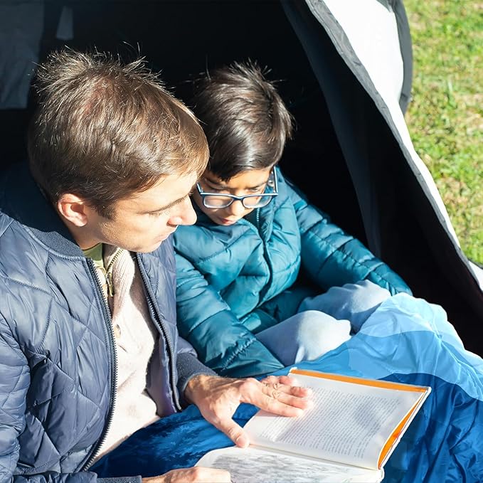 zzlamb Camping Blanket, Outdoor Lightweight Travel Blanket Puffy Portable Down Alternative, Windproof Warm Cloak with Snaps, Cozy Quilt Backpacking Picnic RV Plane Car Hammock Beach Climbing