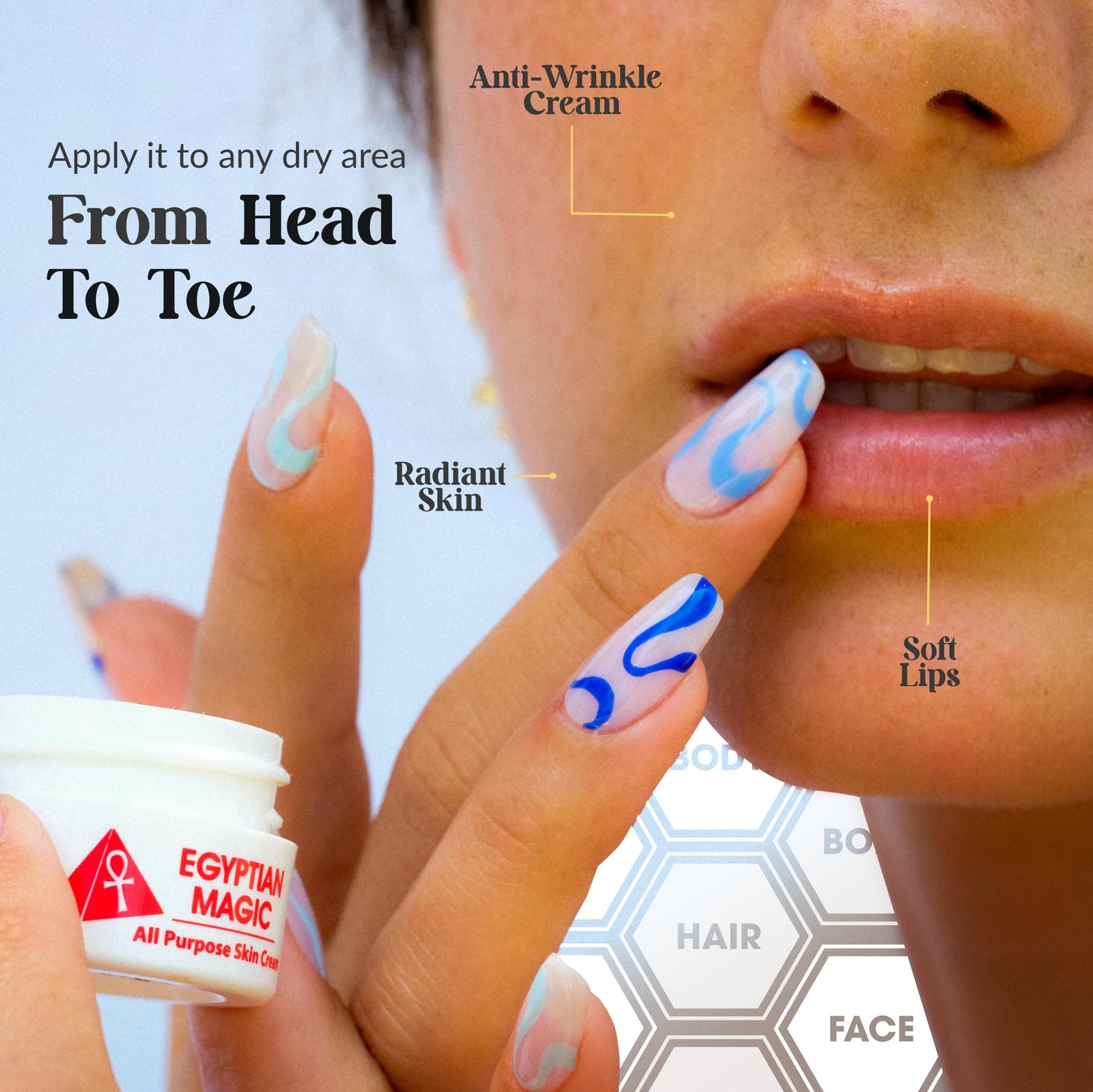 Egyptian Magic All Purpose Skin Cream - Face Moisturizer for Dry Skin Care with Royal Jelly, Honey & Olive Oil, Scar & Stretch Mark, Calming Body Balm, Travel Size, 0.25oz Jar