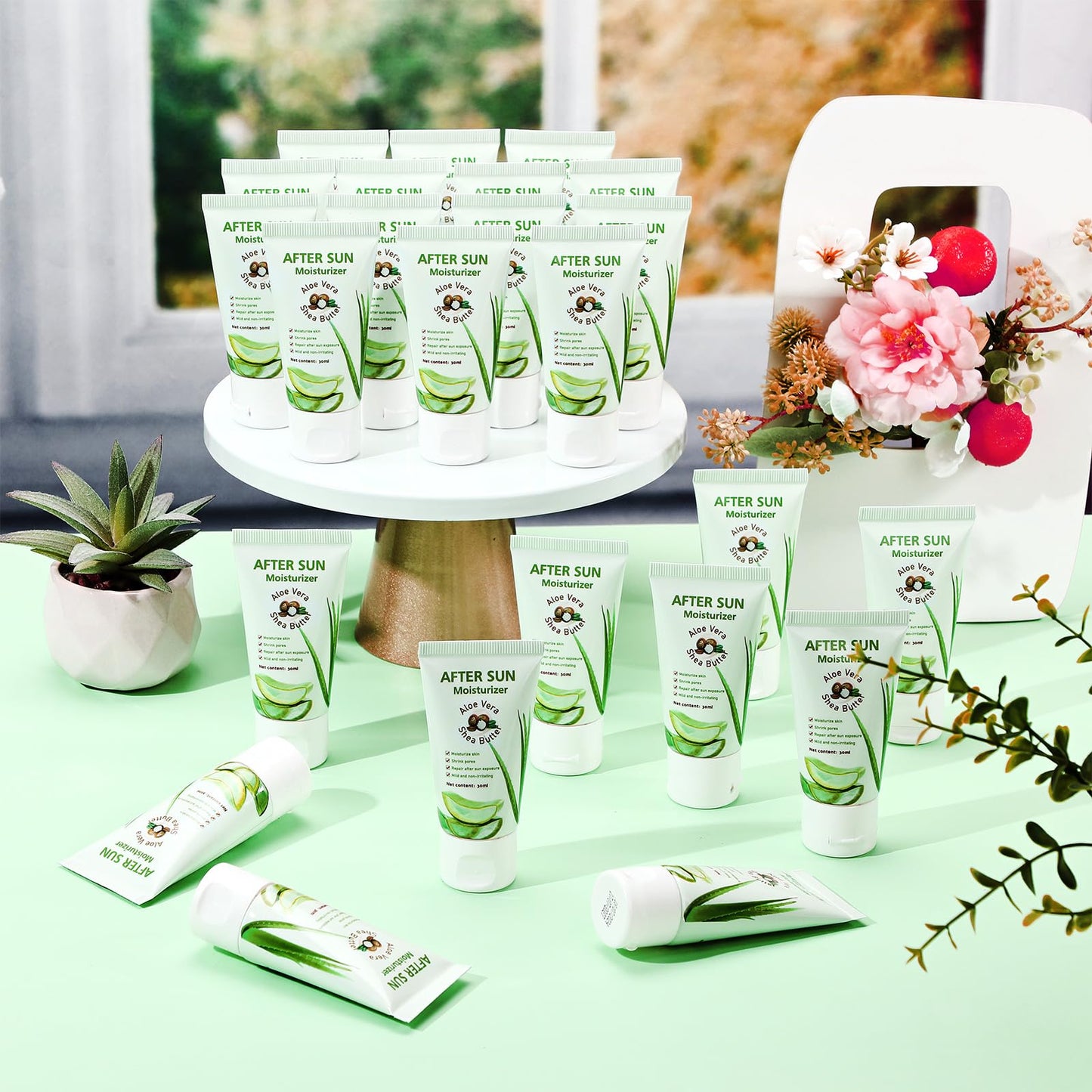 Dansib 24 Pcs After Sun Lotion Mini Aloe Vera Lotion Bulk Travel, 1 oz Travel Size Aloe Vera Skin Moisturizer Organic Mini Sunscreen Bulk Party Favor Moisturizing for Face and Body