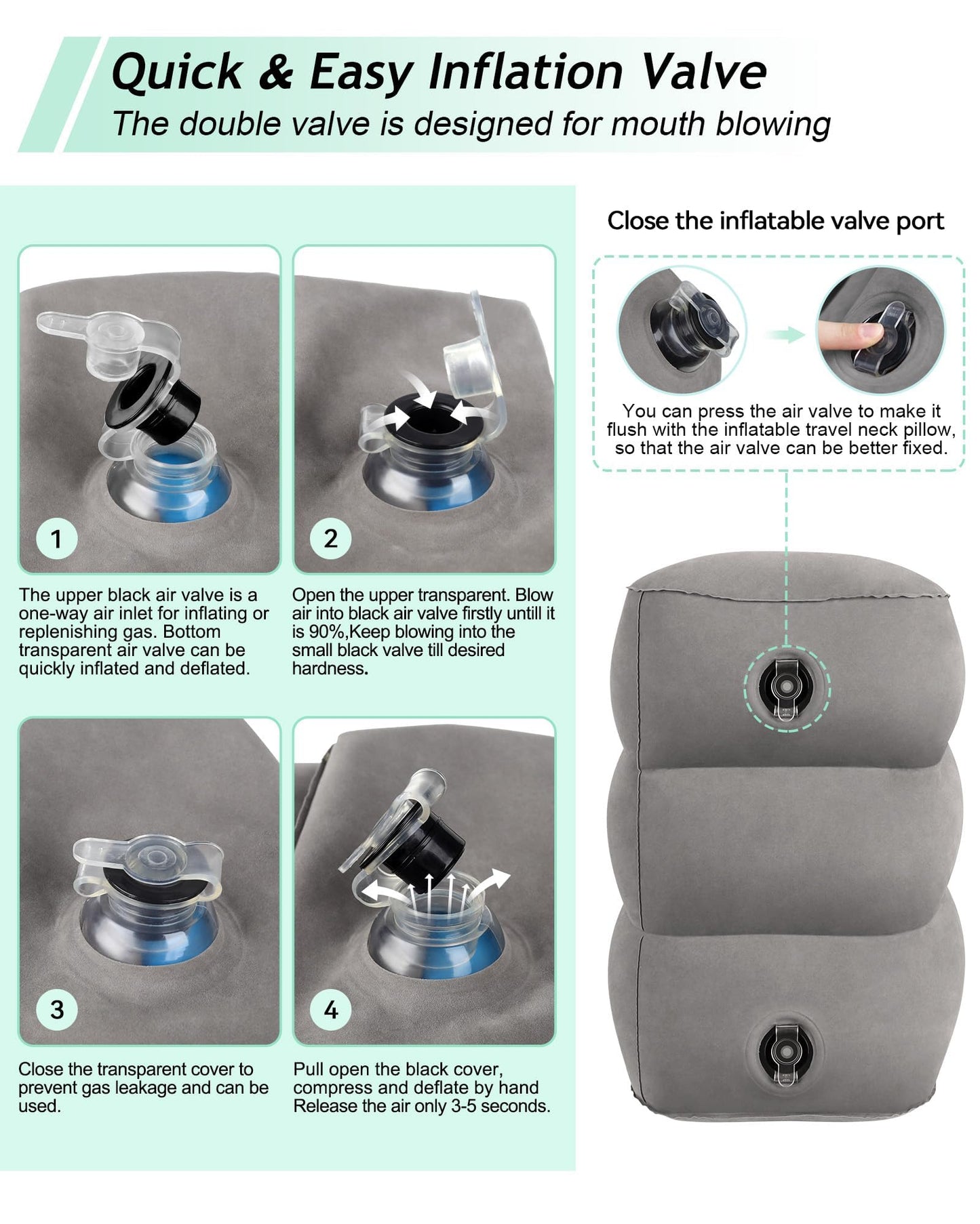 JefDiee Inflatable Foot Rest Pillow, Kids Airplane Bed, Adjustable 3 Layers Height Leg Rest Pillow, Airplane Travel Essentials Great for Office, Home, Trains, Cars