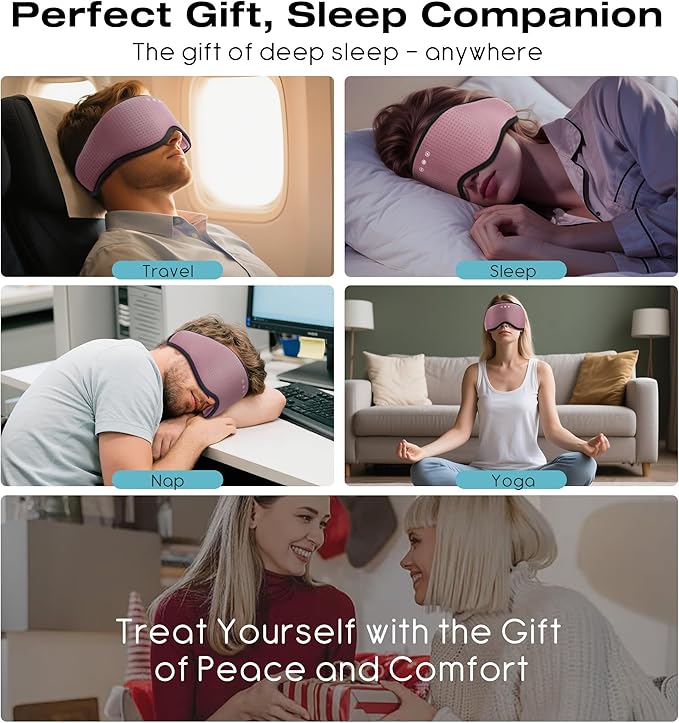 MUSICOZY Sleep Headphones with Bluetooth 5.4 Sleep Mask, Removable 3D Eye Cups for Zero Pressure Comfort, Wireless Bluetooth Eye Mask for Sleeping with Timer