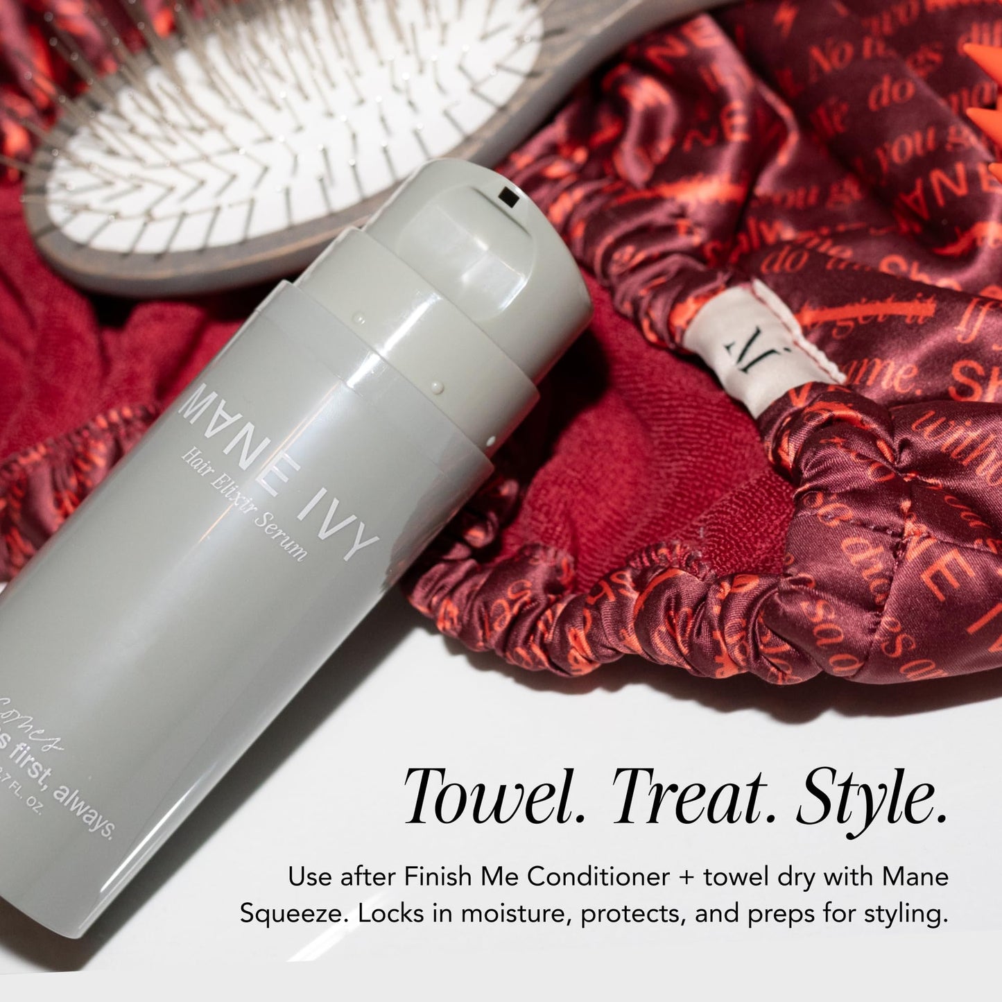 MANE IVY - Hair Elixir Serum - Smooth Frizz-Free Hair Instantly - 80ml Heat Protectant - Daily Styling & Overnight Treatment - Lightweight Formula with Hibiscus & Meadowfoam Extracts