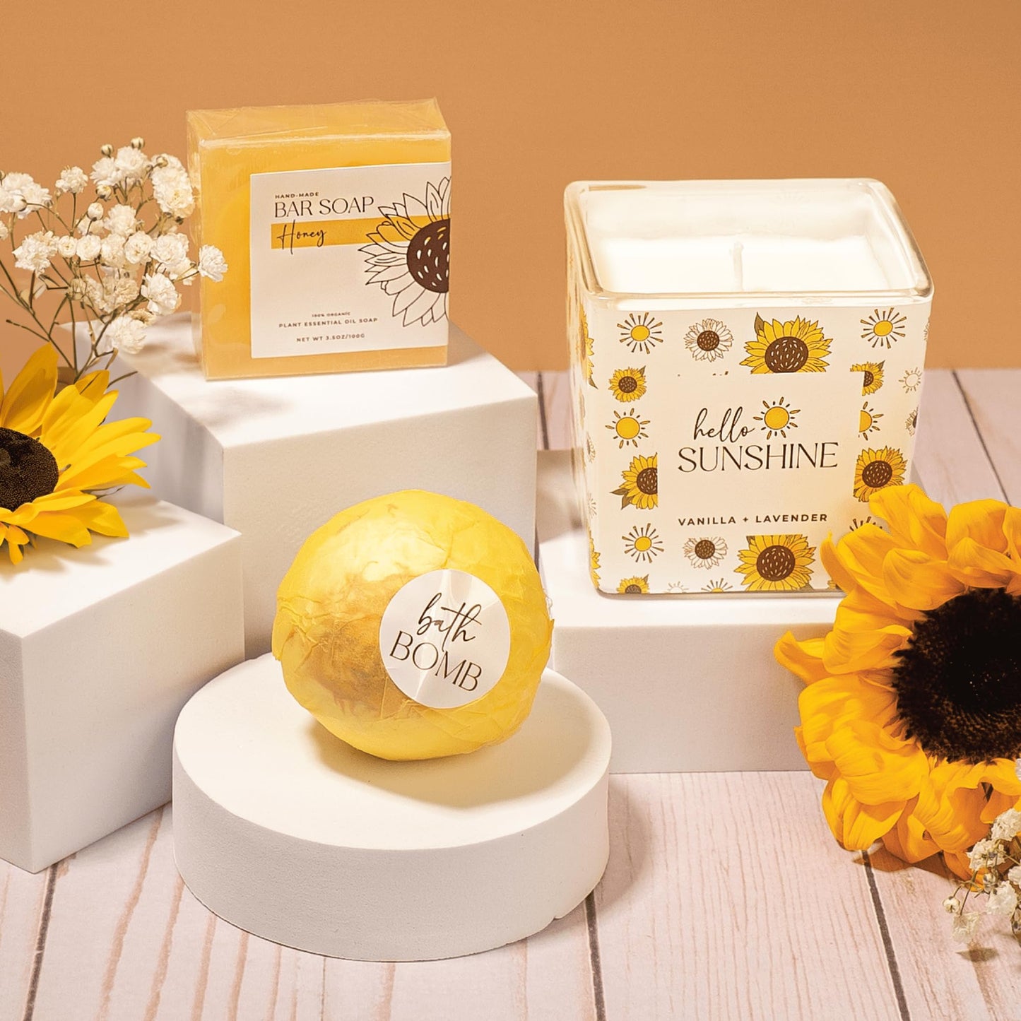 The Love Crate Co 10Pc Sunflower Gift, Spa Set | for Women, Get Well Soon Basket, You Are My Sunshine Care Package