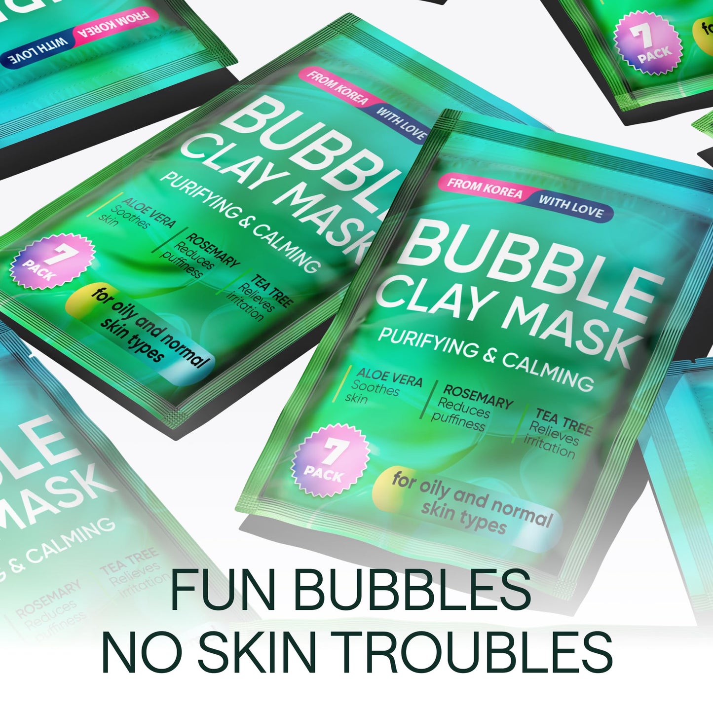 Korean Carbonated Bubble Clay Mask for Blackheads and Pores – Black Head Remover for Face – Korean Face Wash – Deep Cleansing, Exfoliating, Sebum and Oil Control – Pack of 4 Bubble Skin Care Masks