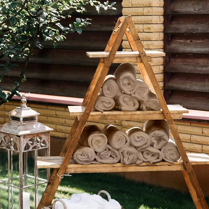 Kinlop 40 Packs Fleece Blanket Bulk 60 x 50 Inch Soft Lightweight Fleece Cozy Blanket Warm Throw Plush Pet Throw for Bed Couch Sofa Home Office Wedding Gifts Travel Camping (Khaki)