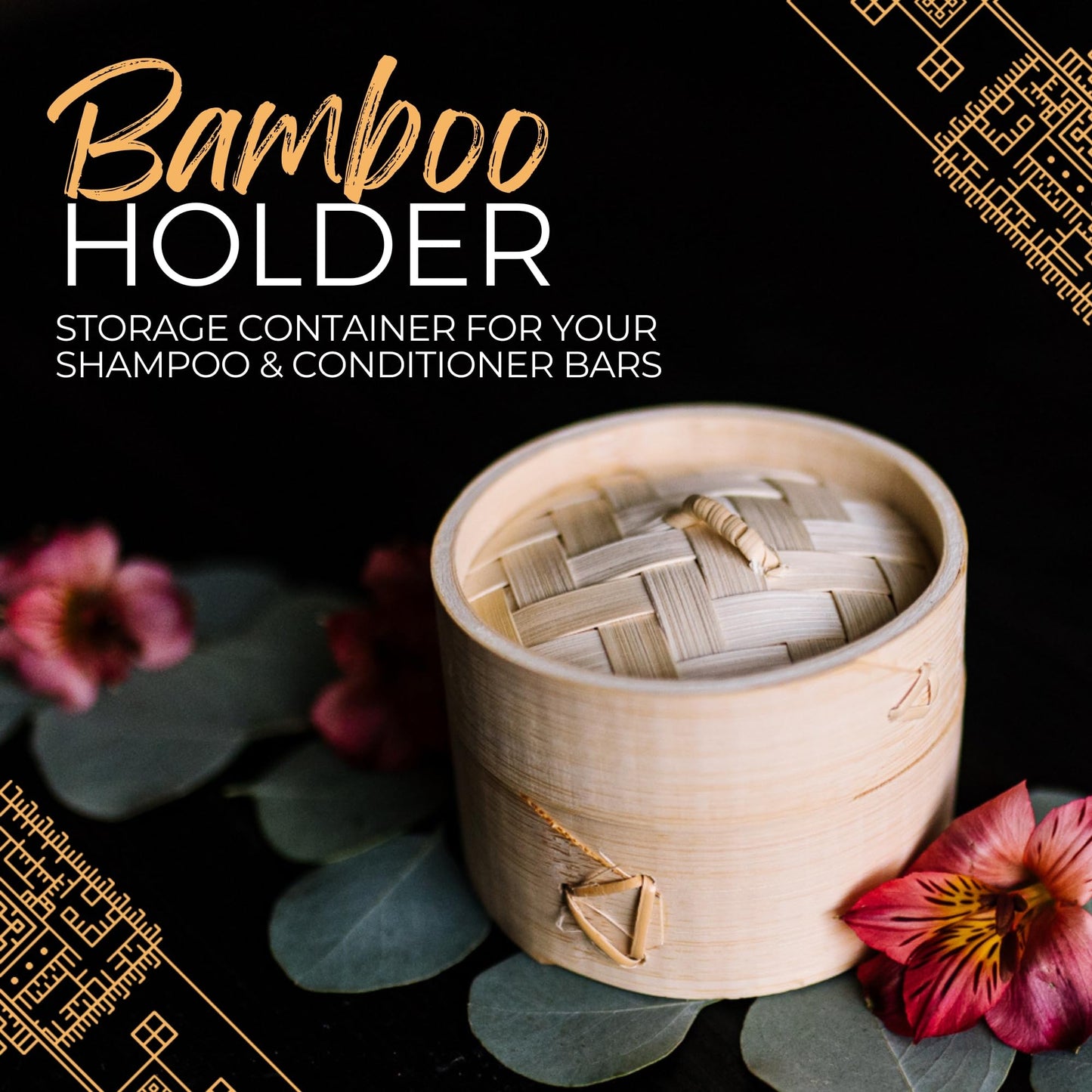 Viori Natural Bamboo Bar Holder - Shampoo, Conditioner & Soap Holder, Eco-Friendly Hair Care