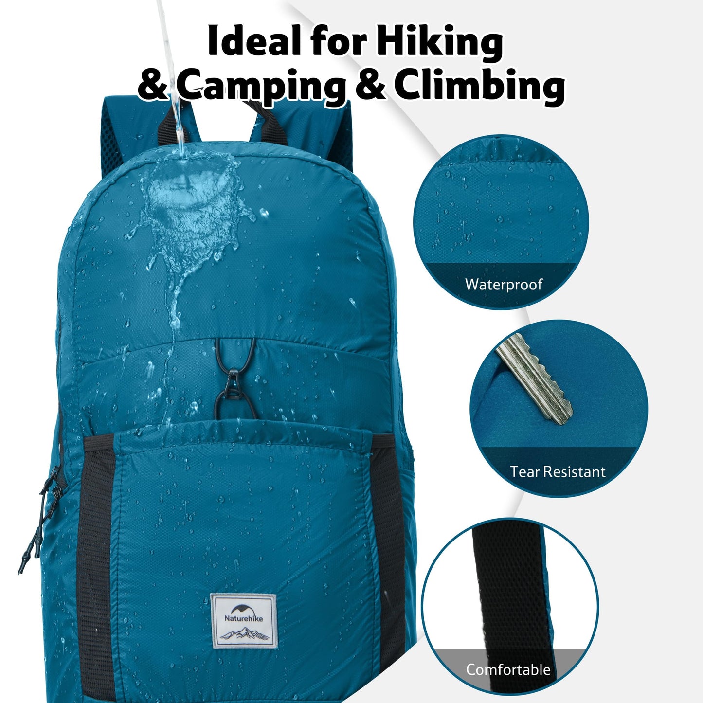 Naturehike 30L Lightweight Hiking Backpack, Waterproof Camping Packable Backpack, Ultralight Daypack for Travel Airplane