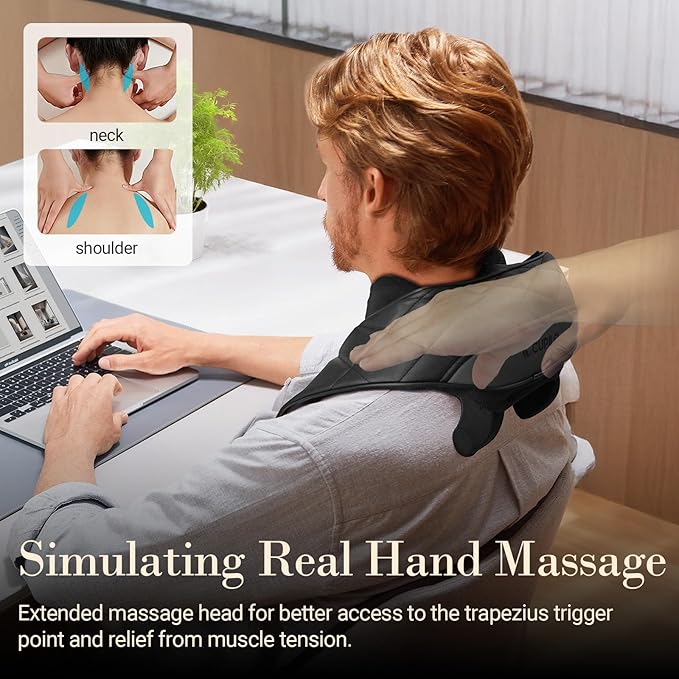 Cordless Neck Massager for Pain Relief Deep Tissue - HSA Eligible, Upgarded Deep Kneading FSA Shoulder Back Massager with Heat, Massager Pillow for Neck and Shoulder Pain, Gifts for Women Men