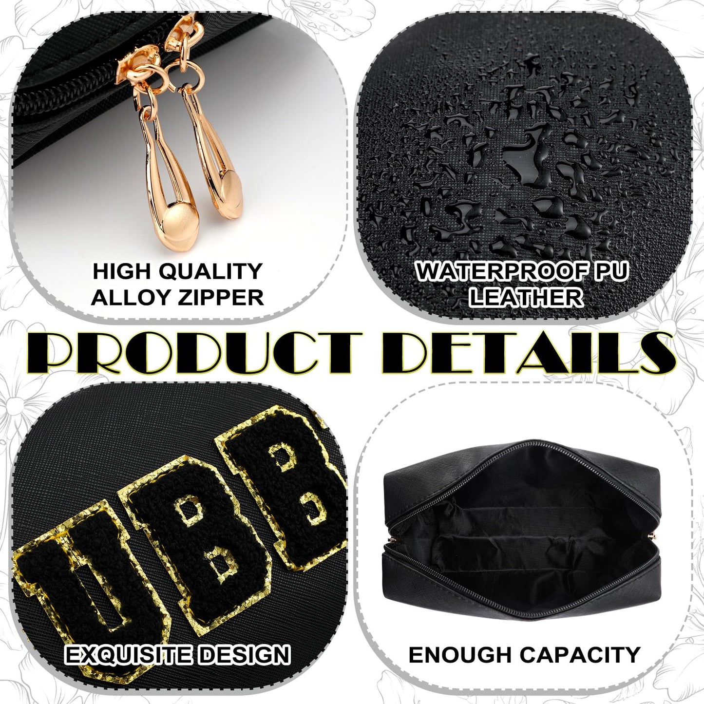 Pinkunn 2 Pcs Wifey Hubby Makeup Bag Bride Patch Cosmetic Bag Mrs Travel Toiletry Purse White Letter PU Leather Waterproof Pouch Wedding Bridal Shower Honeymoon Gift for Women Party Organizer