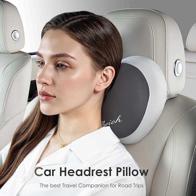 FLORICH Lumbar Support with Car headrest Back Pillow for Chairs Headrest Pillow for Car Ergonomic Ultrathick Memory Foam Back Pillow for Office Chair (Grey)